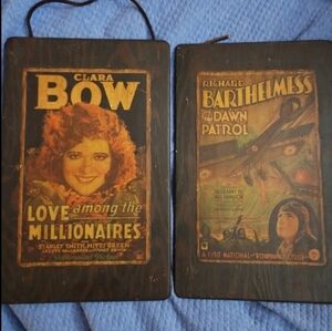 30s early century authentic Paramont beauriful wood advertisement plaques